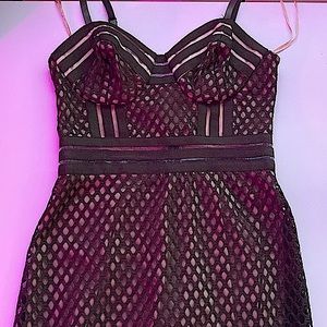 Guess Mesh Corset Style Dress in Green and Cream